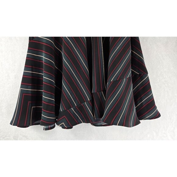 Ann Taylor Black Swirl Skirt Tulip Stiped Red Cream Gray Career Wear Sexy Fun Fl - Picture 5 of 13